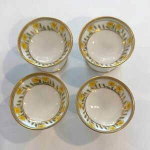 Vintage Nippon hand Painted Set of 4 Floral Gold-Trimmed Mini Salt Egg Bowls